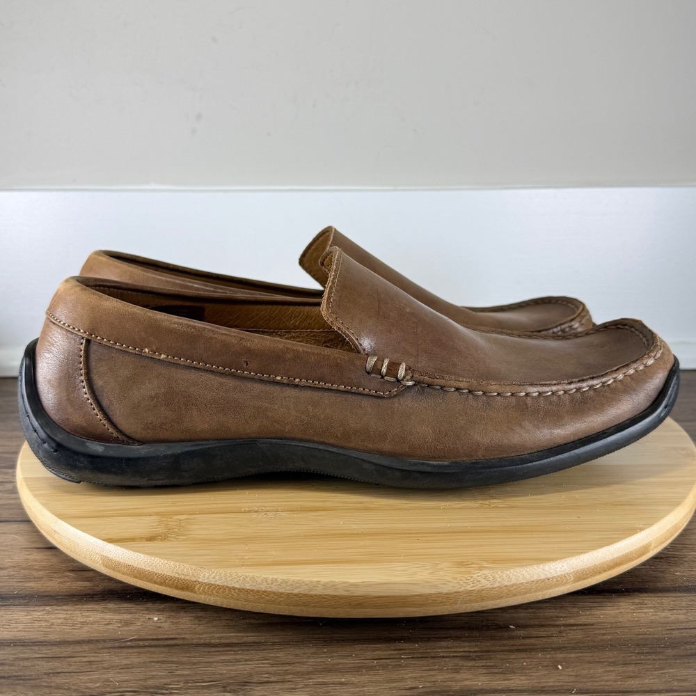 Kenneth Cole Loafers Mens 10.5 Brown Leather Moccasin Toe Slip On